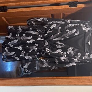 Express Black and Gray Feather Print Jumpsuit